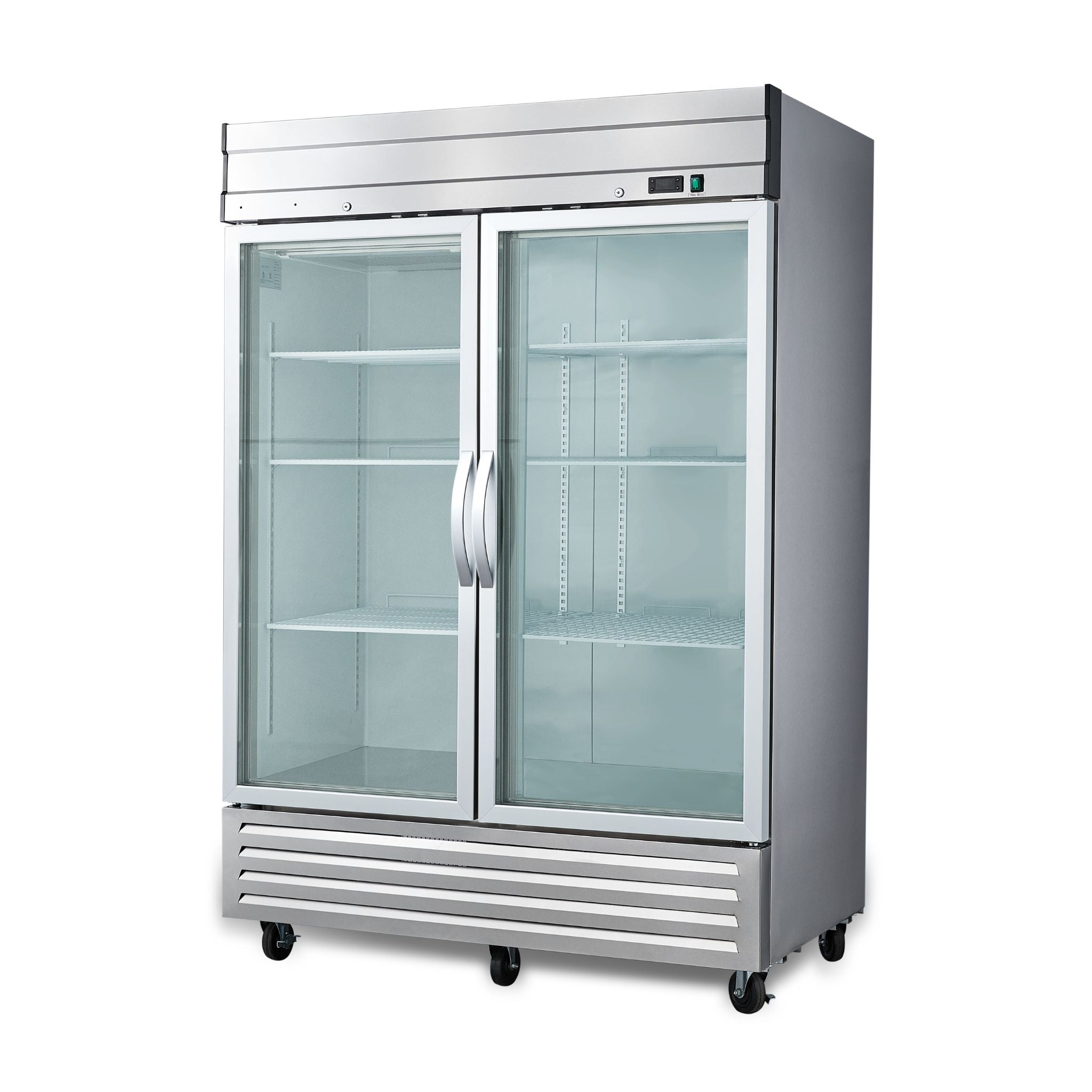 noriota nr49g stainless steel glass door commercial refrigerator angle right