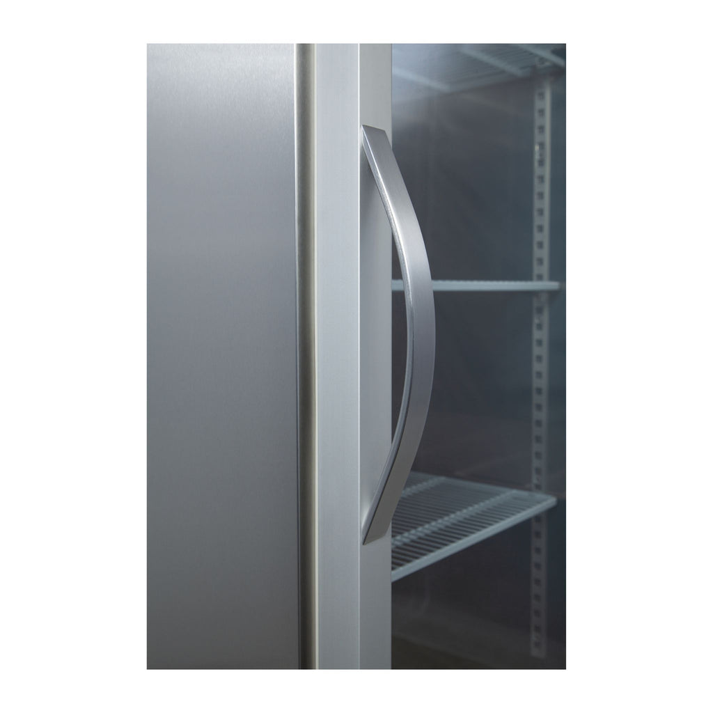 nr49g close up of glass door handle for commercial refrigerator 