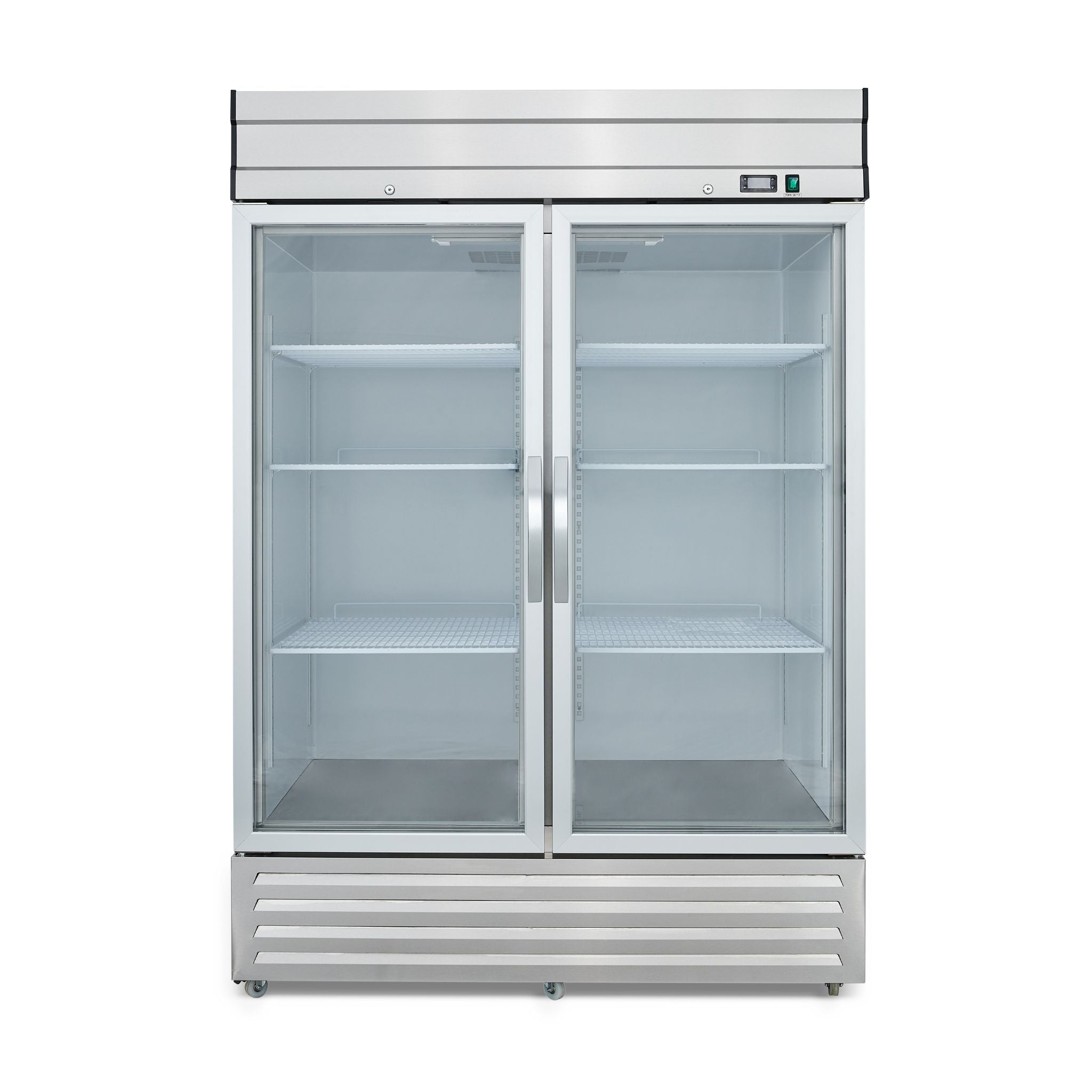 noriota nr49g stainless steel glass door commercial refrigerator front viiew