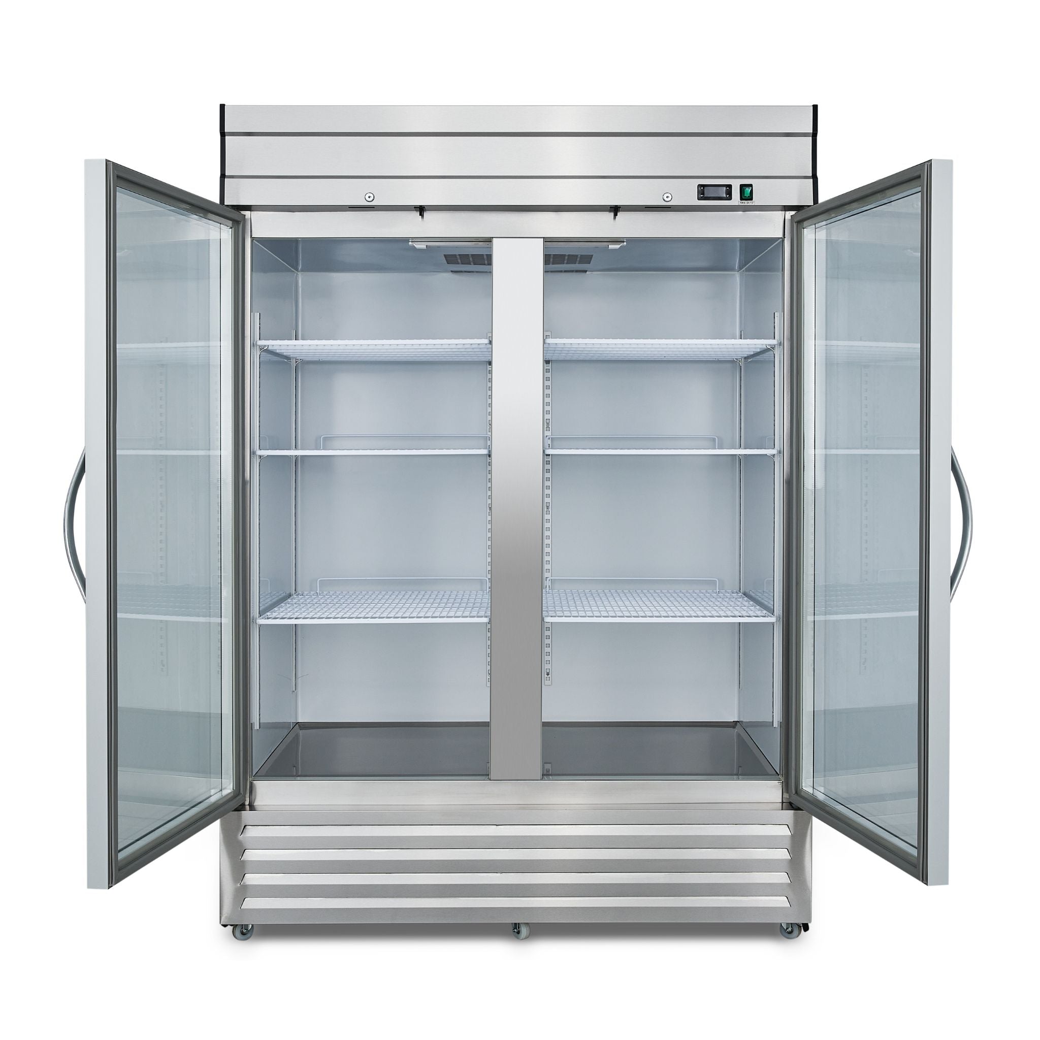 noriota nr49g stainless steel glass door commercial refrigerator doors open