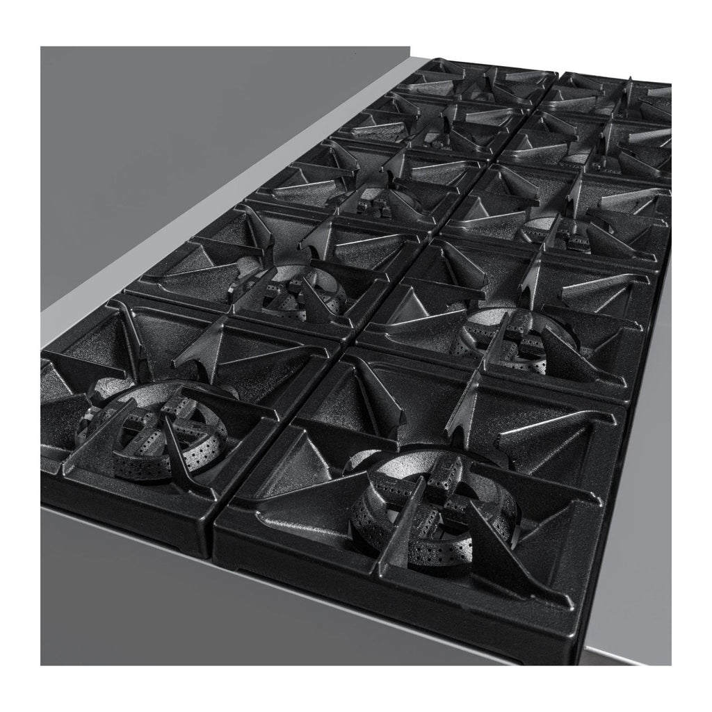 noriota nr60 gas range closeup burners