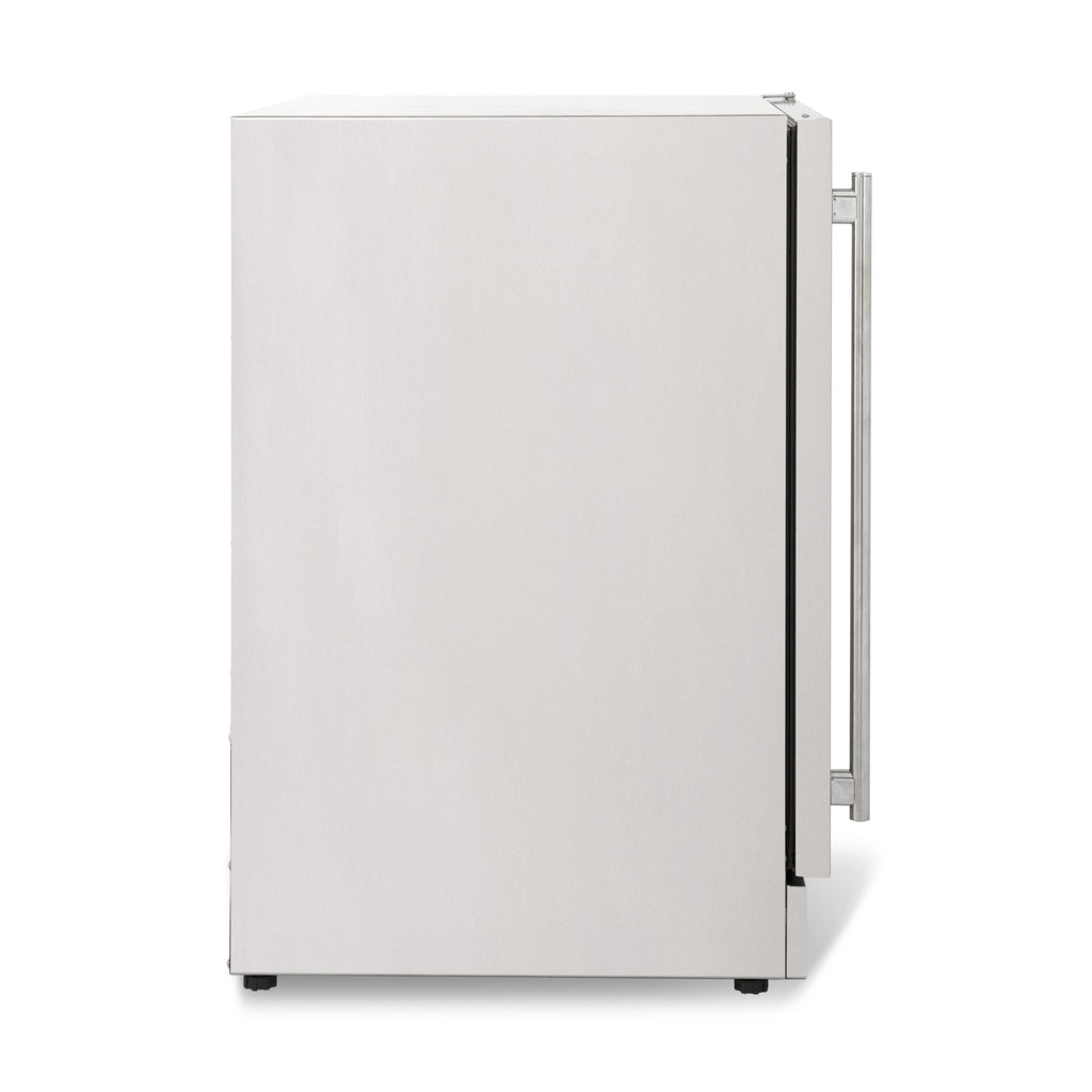 noriota nuropss, stainless steel undercounter refrigerator left side view
