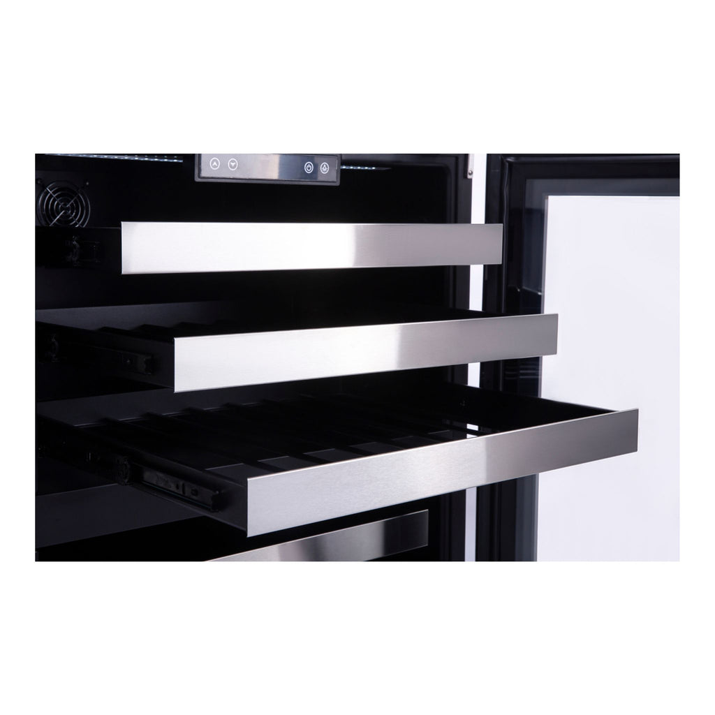 noriota nuwc24dzopss wine cooler shelves extended out