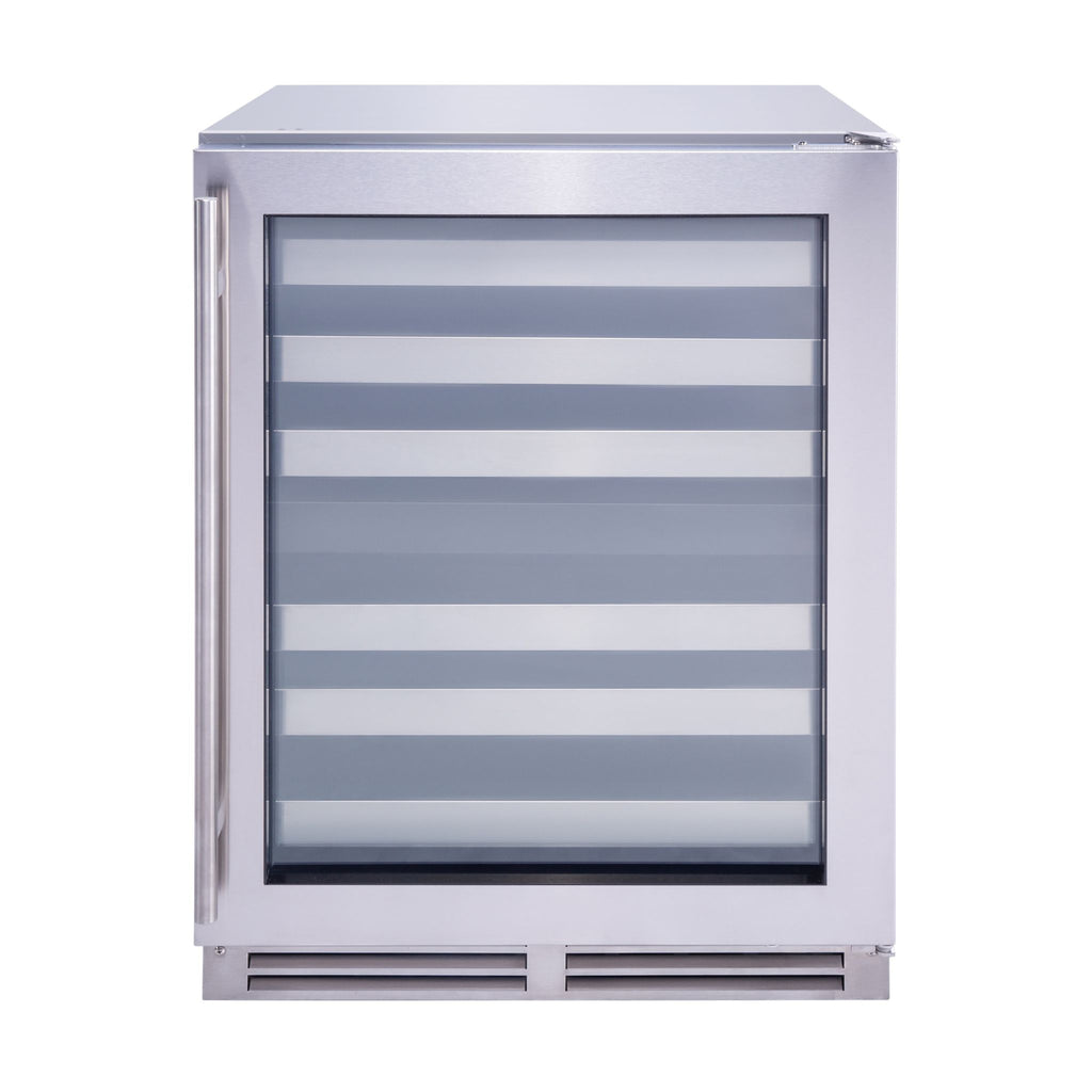 noriota nuwc24dzopss wine cooler front view, indoor outdoor, built in unit